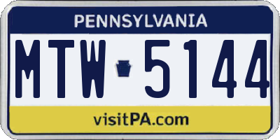 PA license plate MTW5144