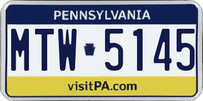 PA license plate MTW5145