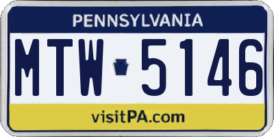 PA license plate MTW5146