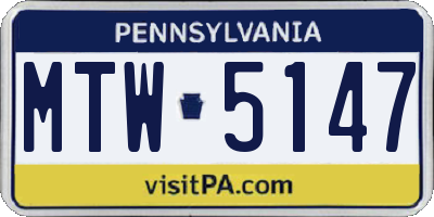 PA license plate MTW5147