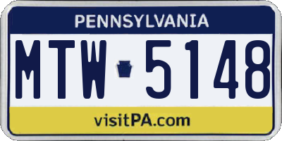 PA license plate MTW5148