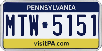 PA license plate MTW5151