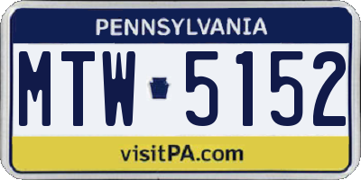 PA license plate MTW5152