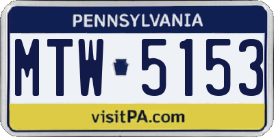 PA license plate MTW5153