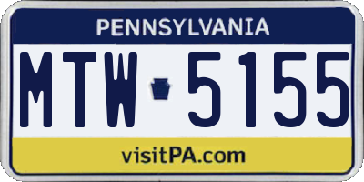 PA license plate MTW5155