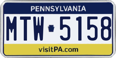 PA license plate MTW5158