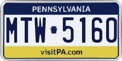 PA license plate MTW5160