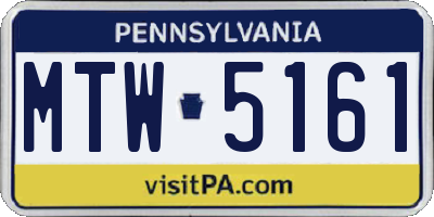 PA license plate MTW5161