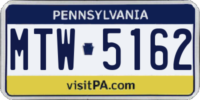 PA license plate MTW5162