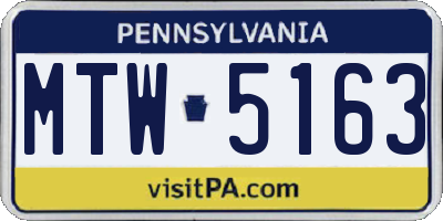 PA license plate MTW5163