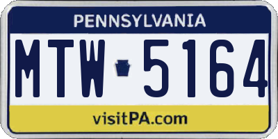 PA license plate MTW5164