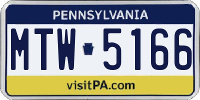 PA license plate MTW5166