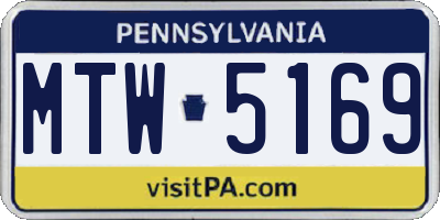 PA license plate MTW5169