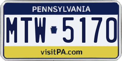 PA license plate MTW5170
