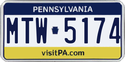 PA license plate MTW5174
