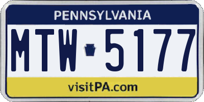 PA license plate MTW5177
