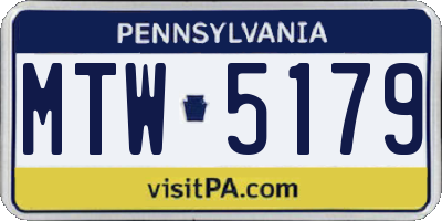 PA license plate MTW5179