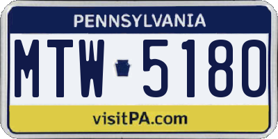PA license plate MTW5180