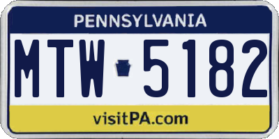 PA license plate MTW5182
