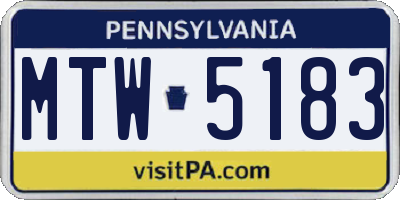 PA license plate MTW5183