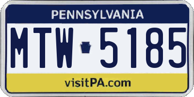PA license plate MTW5185