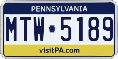 PA license plate MTW5189