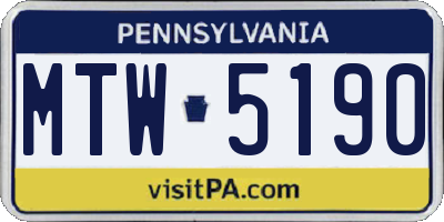 PA license plate MTW5190