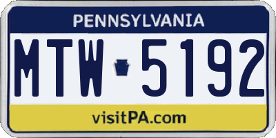 PA license plate MTW5192