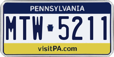 PA license plate MTW5211