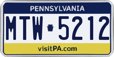 PA license plate MTW5212