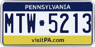 PA license plate MTW5213