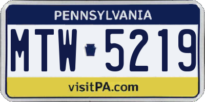PA license plate MTW5219