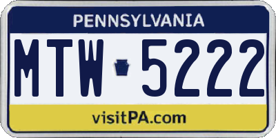 PA license plate MTW5222