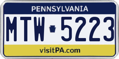 PA license plate MTW5223