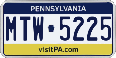 PA license plate MTW5225