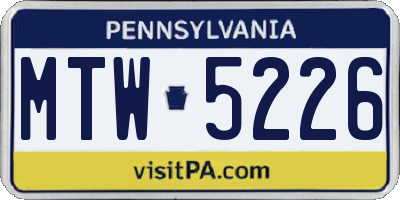 PA license plate MTW5226