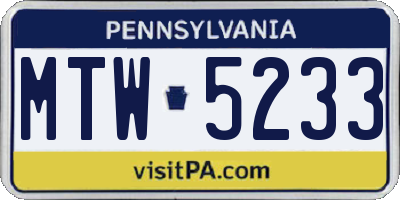 PA license plate MTW5233