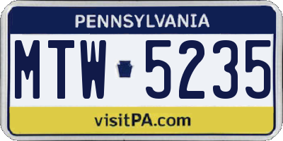 PA license plate MTW5235