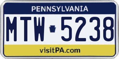 PA license plate MTW5238