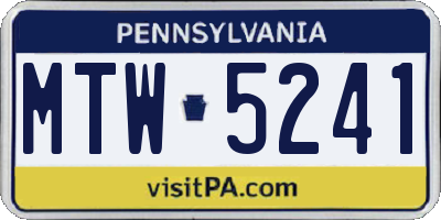 PA license plate MTW5241