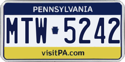 PA license plate MTW5242