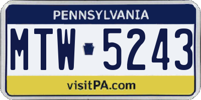PA license plate MTW5243