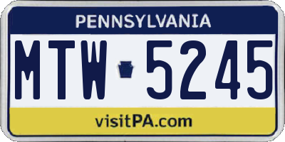 PA license plate MTW5245