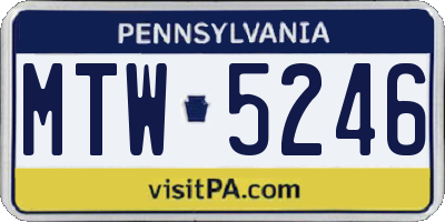 PA license plate MTW5246