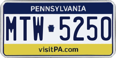 PA license plate MTW5250