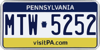 PA license plate MTW5252