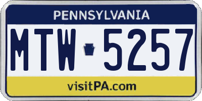 PA license plate MTW5257