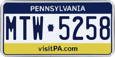 PA license plate MTW5258