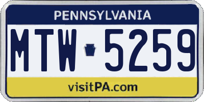 PA license plate MTW5259