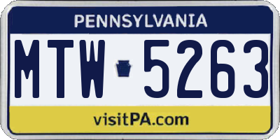 PA license plate MTW5263